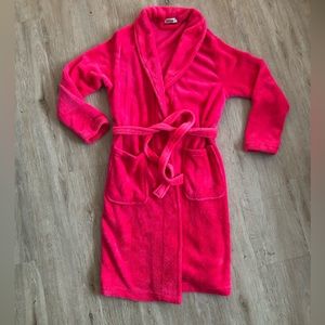 Fuzzy hot pink housecoat